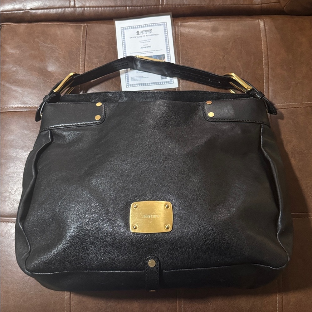 Jimmy Choo Black Leather hobo bag with COA